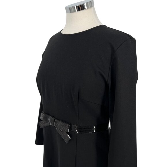 Kate Spade Bow Waist Ponte Dress Black Knee Length Long Sleeve Size Large - Picture 3 of 12